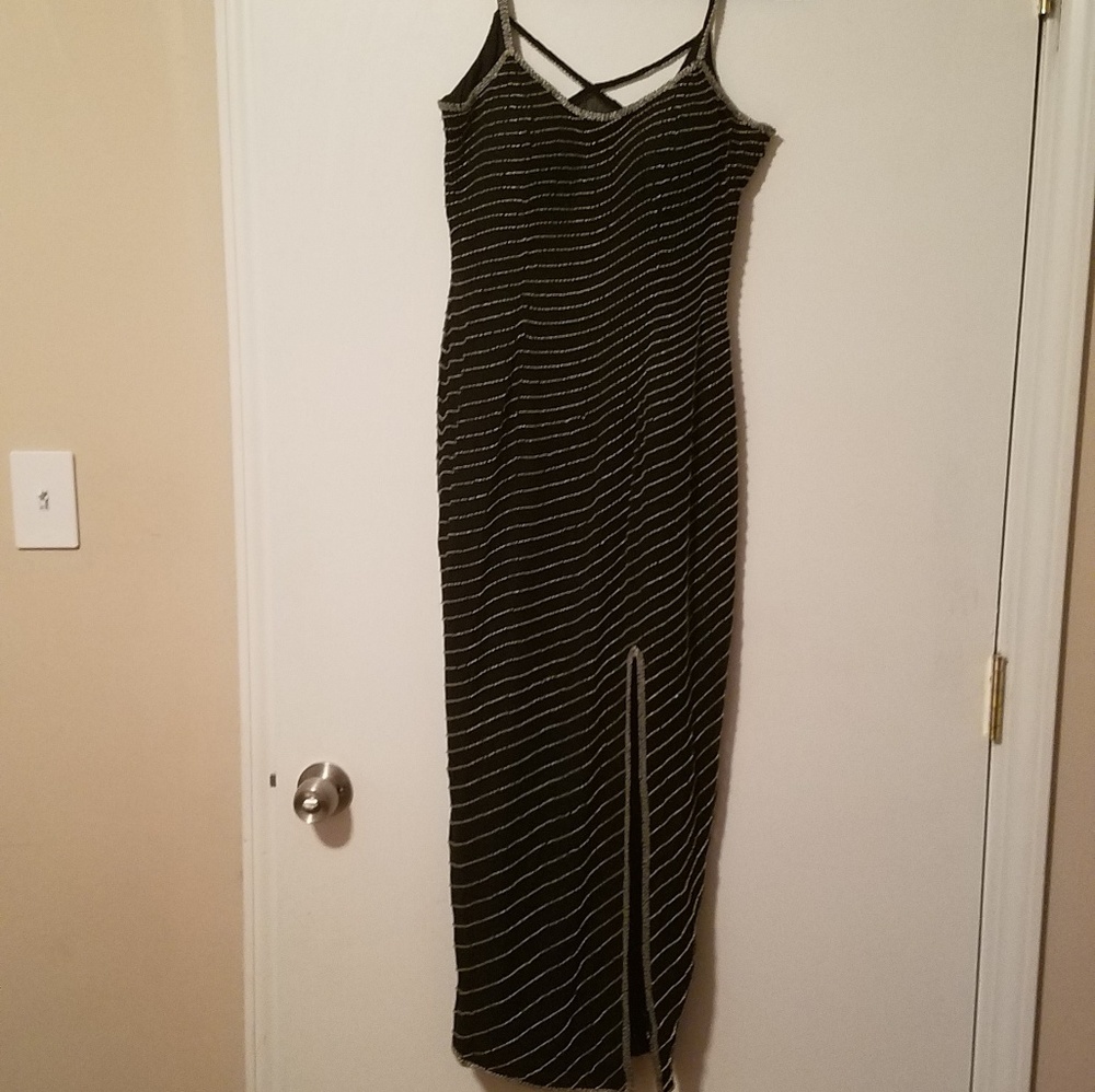 A.J. Bari Beaded Silk Gown Prom Cocktail Dress